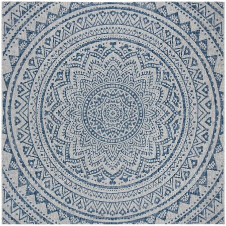 Safavieh 4 x 4 ft. Courtyard Power Loomed Square Area Rug Light Grey & Blue CY8734-36812-4SQ
